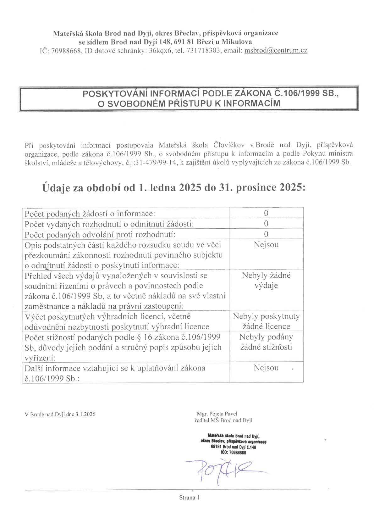 POSKYTOVÁNÍ INFORMACÍ 